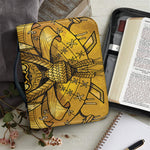 Gold Samurai Mask Print Leather Bible Cover