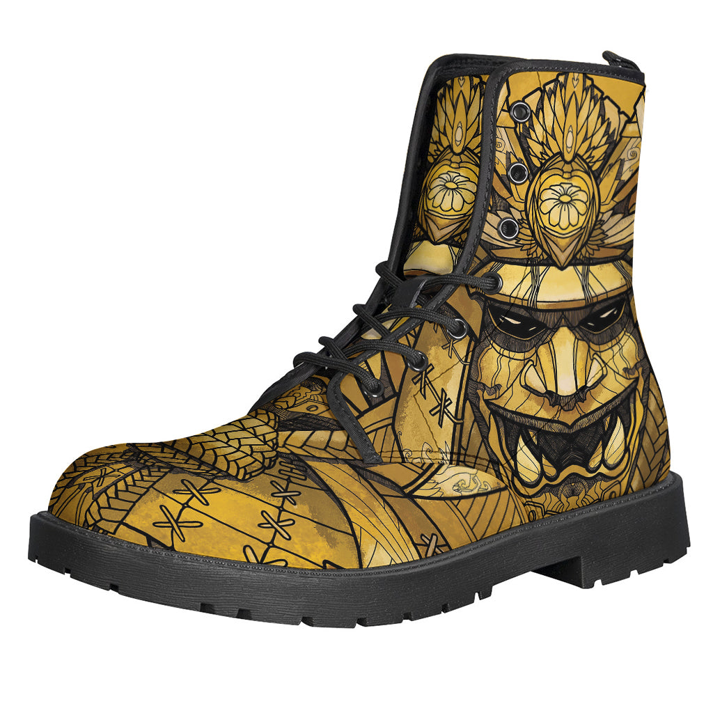 Gold Samurai Mask Print Backpack
