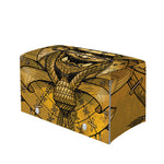 Gold Samurai Mask Print Leather Tissue Box Cover