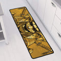 Gold Samurai Mask Print Long Kitchen Mat