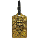 Gold Samurai Mask Print Luggage Tag