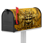 Gold Samurai Mask Print Mailbox Cover
