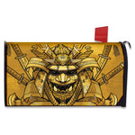 Gold Samurai Mask Print Mailbox Cover