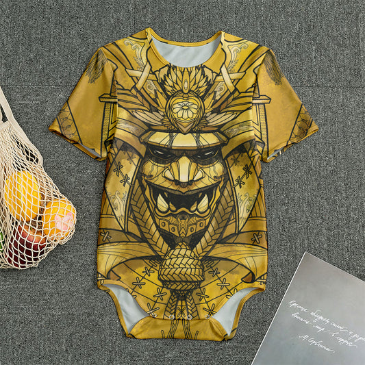 Gold Samurai Mask Print Men's Bodysuit