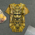 Gold Samurai Mask Print Men's Bodysuit