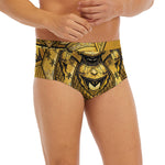 Gold Samurai Mask Print Men's Briefs