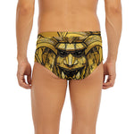 Gold Samurai Mask Print Men's Briefs