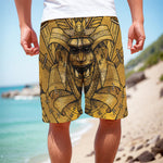 Gold Samurai Mask Print Men's Cargo Shorts