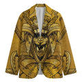 Gold Samurai Mask Print Men's Cotton Blazer