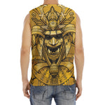 Gold Samurai Mask Print Men's Fitness Tank Top