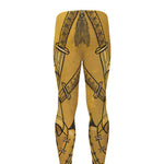 Gold Samurai Mask Print Men's leggings