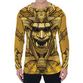 Gold Samurai Mask Print Men's Long Sleeve T-Shirt