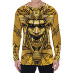 Gold Samurai Mask Print Men's Long Sleeve T-Shirt