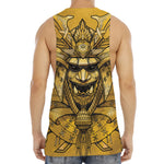 Gold Samurai Mask Print Men's Muscle Tank Top