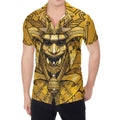 Gold Samurai Mask Print Men's Shirt
