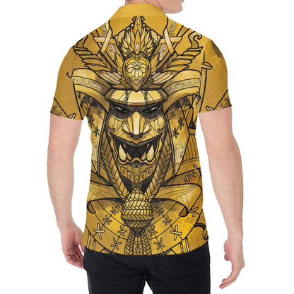 Gold Samurai Mask Print Men's Shirt