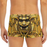 Gold Samurai Mask Print Men's Short Boxer Briefs
