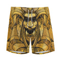 Gold Samurai Mask Print Men's Athletic Shorts