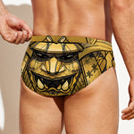 Gold Samurai Mask Print Men's Swim Briefs