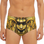 Gold Samurai Mask Print Men's Triangle Swim Briefs