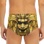 Gold Samurai Mask Print Men's Triangle Swim Briefs