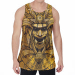 Gold Samurai Mask Print Men's Velvet Tank Top