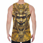 Gold Samurai Mask Print Men's Velvet Tank Top