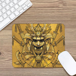 Gold Samurai Mask Print Mouse Pad