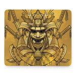 Gold Samurai Mask Print Mouse Pad