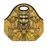 Gold Samurai Mask Print Neoprene Lunch Bag