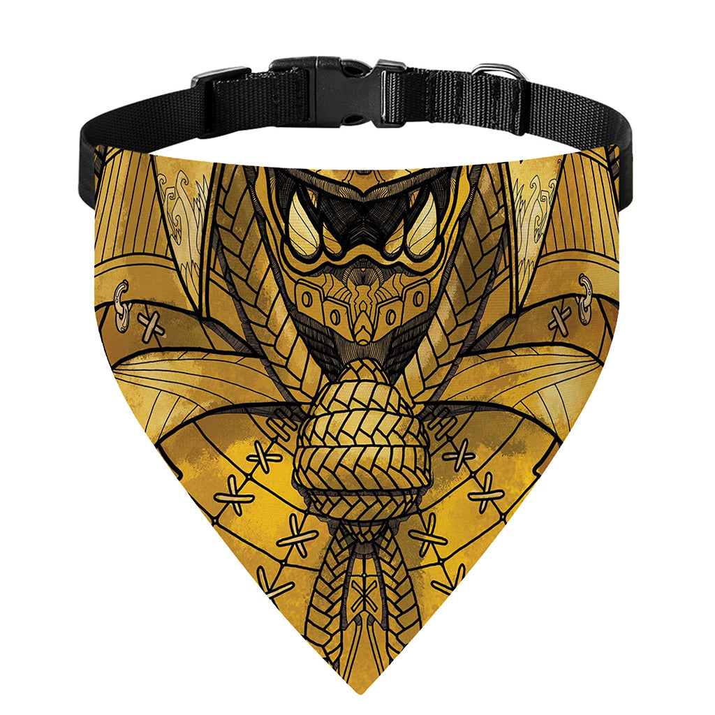 Gold Samurai Mask Print Over The Collar Dog Bandana