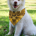 Gold Samurai Mask Print Over The Collar Dog Bandana