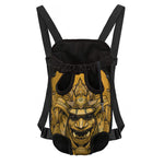 Gold Samurai Mask Print Pet Carrier Backpack