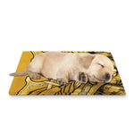 Gold Samurai Mask Print Pet Cooling Mat Cover