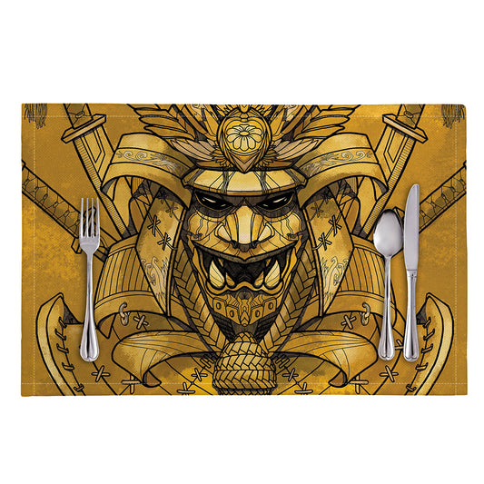 Gold Samurai Mask Print Placemat