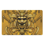 Gold Samurai Mask Print Polyester Doormat