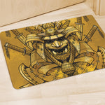 Gold Samurai Mask Print Polyester Doormat