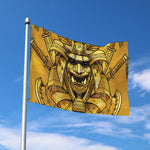 Gold Samurai Mask Print Polyester Flag