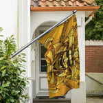 Gold Samurai Mask Print Polyester Flag