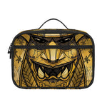Gold Samurai Mask Print Portable Lunch Bag