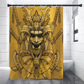 Gold Samurai Mask Print Premium Shower Curtain