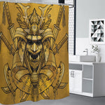 Gold Samurai Mask Print Premium Shower Curtain