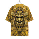 Gold Samurai Mask Print Rayon Hawaiian Shirt