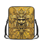 Gold Samurai Mask Print Rectangular Crossbody Bag