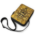 Gold Samurai Mask Print Rectangular Crossbody Bag