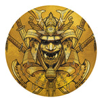 Gold Samurai Mask Print Round Blanket