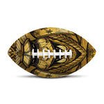 Gold Samurai Mask Print Rugby Ball