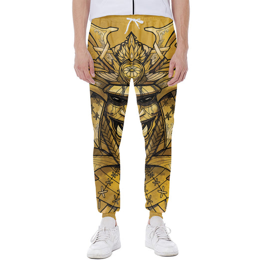 Gold Samurai Mask Print Scuba Joggers