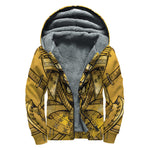 Gold Samurai Mask Print Sherpa Lined Zip Up Hoodie