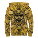 Gold Samurai Mask Print Sherpa Lined Zip Up Hoodie